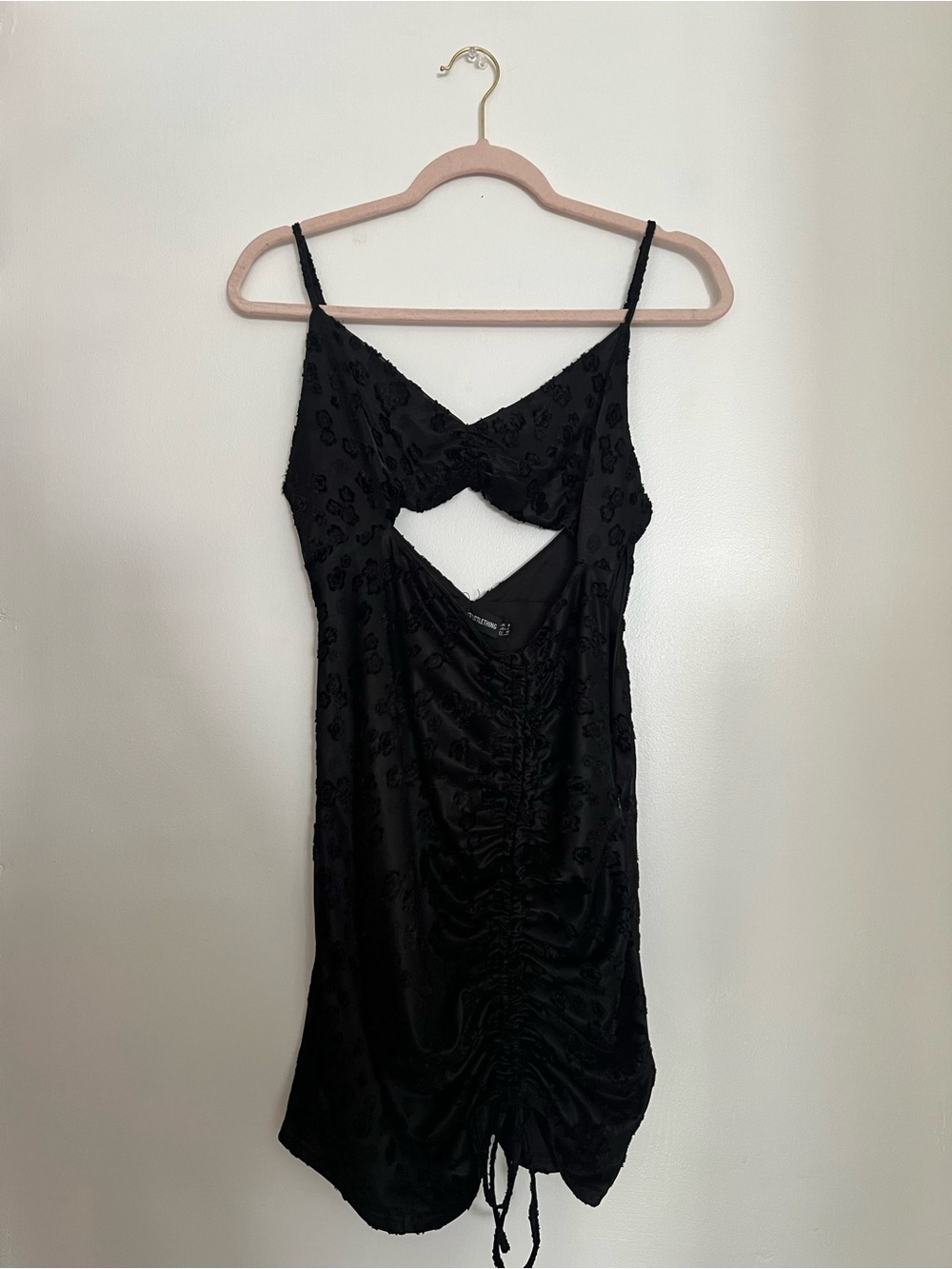 PrettyLittleThing Black Ruched Cutout Mini Dress